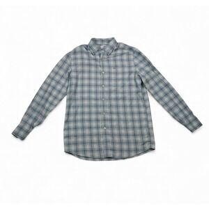 Southern Tide Men's Plaid Button Down Shirt Blue Long Sleeve Hemp Blend M